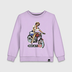 Детский свитшот Красивая девушка на мотоцикле Ducati - retro