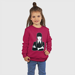 Свитшот хлопковый детский Wednesday Addams портрет, цвет: маджента — фото 2