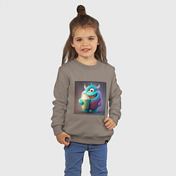 Свитшот хлопковый детский Веселый монстр с мороженым, цвет: утренний латте — фото 2