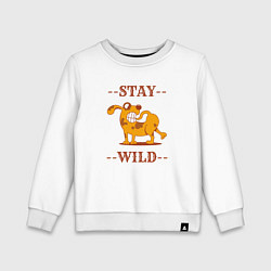 Свитшот хлопковый детский Stay wild dog, цвет: белый