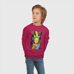 Свитшот хлопковый детский Bart and blue cat - neural network - fantasy, цвет: маджента — фото 2