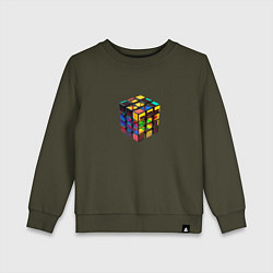 Свитшот хлопковый детский Кубик-рубик, цвет: хаки