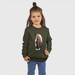 Свитшот хлопковый детский Мультяшный конь в пальто, цвет: хаки — фото 2