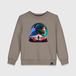 Свитшот хлопковый детский Киборг и космический пейзаж, цвет: утренний латте