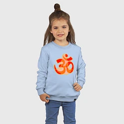 Свитшот хлопковый детский Символ ОМ с девушкой в позе медитации, цвет: мягкое небо — фото 2