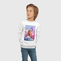 Свитшот хлопковый детский Весенняя девушка в цветах, цвет: белый — фото 2