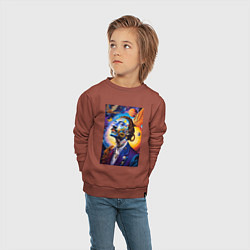 Свитшот хлопковый детский Портрет Сальвадора Дали, цвет: кирпичный — фото 2