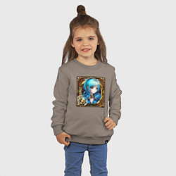 Свитшот хлопковый детский Девушка стимпанк из нейросети, цвет: утренний латте — фото 2
