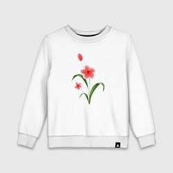 Свитшот хлопковый детский Нежные акварельные цветы в японском стиле, цвет: белый
