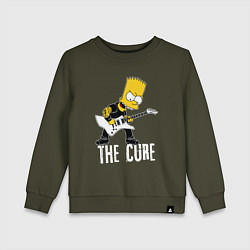 Свитшот хлопковый детский The Cure Барт Симпсон рокер, цвет: хаки
