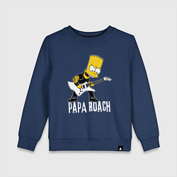Свитшот хлопковый детский Papa Roach Барт Симпсон рокер, цвет: тёмно-синий