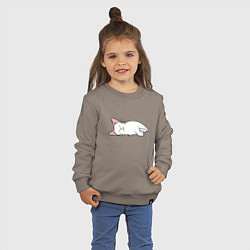 Свитшот хлопковый детский Lazy white cat, цвет: утренний латте — фото 2