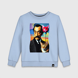 Свитшот хлопковый детский Salvador Dali and cat, цвет: мягкое небо