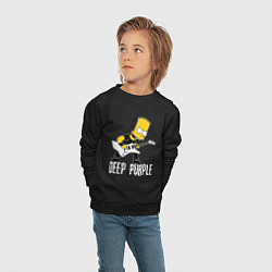 Свитшот хлопковый детский Deep Purple Барт Симпсон рокер, цвет: черный — фото 2