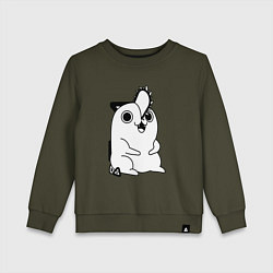 Свитшот хлопковый детский Милый Почита бензопила, цвет: хаки