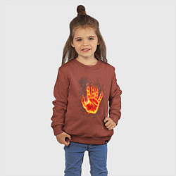 Свитшот хлопковый детский Ладонь в пламени, цвет: кирпичный — фото 2