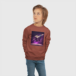 Свитшот хлопковый детский Полет в космос, цвет: кирпичный — фото 2