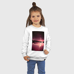 Свитшот хлопковый детский Горы на фоне заката, цвет: белый — фото 2