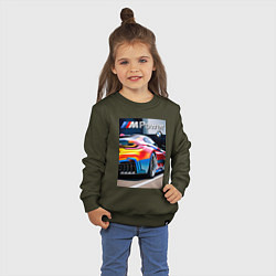 Свитшот хлопковый детский BMW M Power - motorsport, цвет: хаки — фото 2
