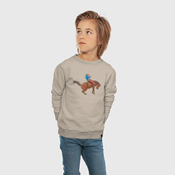 Свитшот хлопковый детский Наездник и конь вместе, цвет: миндальный — фото 2