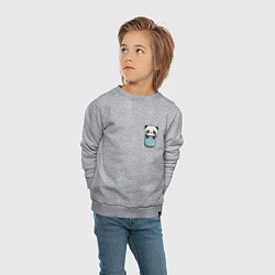 Свитшот хлопковый детский Панда в кармашке, цвет: меланж — фото 2