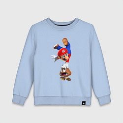 Свитшот хлопковый детский Марио на грибе, цвет: мягкое небо