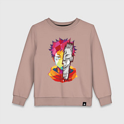 Свитшот хлопковый детский Магическая битва Итадори Юдзи и Двуликий призрак, цвет: пыльно-розовый