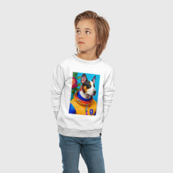 Свитшот хлопковый детский Бравый пёс в лётной форме, цвет: белый — фото 2