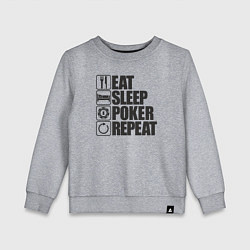 Свитшот хлопковый детский Eat, sleep, poker, repeat, цвет: меланж