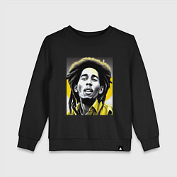 Свитшот хлопковый детский Bob Marley Digital Art, цвет: черный