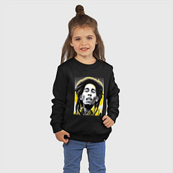Свитшот хлопковый детский Bob Marley Digital Art, цвет: черный — фото 2