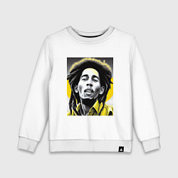 Свитшот хлопковый детский Bob Marley Digital Art, цвет: белый