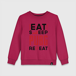 Свитшот хлопковый детский Надпись: eat sleep PUBG repeat, цвет: маджента
