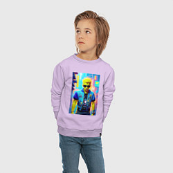 Свитшот хлопковый детский Барт Симпсон - фантазия - нейросеть, цвет: лаванда — фото 2