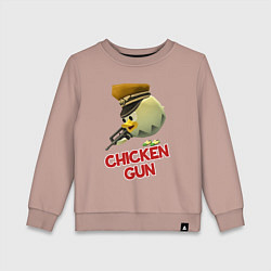 Свитшот хлопковый детский Chicken Gun logo, цвет: пыльно-розовый