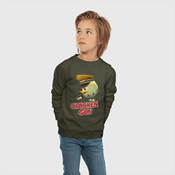 Свитшот хлопковый детский Chicken Gun logo, цвет: хаки — фото 2