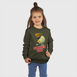 Свитшот хлопковый детский Chicken Gun logo, цвет: хаки — фото 2