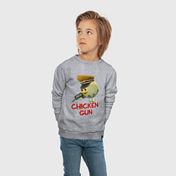 Свитшот хлопковый детский Chicken Gun logo, цвет: меланж — фото 2