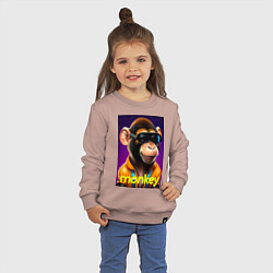 Свитшот хлопковый детский Обезьяна хипстер, цвет: пыльно-розовый — фото 2
