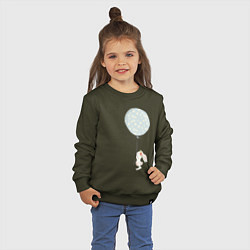 Свитшот хлопковый детский Милый кролик с шариком в цветочек, цвет: хаки — фото 2