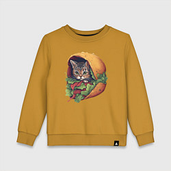 Свитшот хлопковый детский ТаКОт: кот-тако, цвет: горчичный