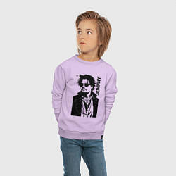 Свитшот хлопковый детский Johnny Depp - graphics, цвет: лаванда — фото 2