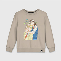 Свитшот хлопковый детский Долой безделье - любовь, цвет: миндальный
