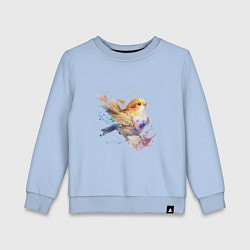 Свитшот хлопковый детский Акварельная милая птица, цвет: мягкое небо
