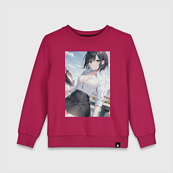 Свитшот хлопковый детский Anime girl in town, цвет: маджента