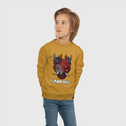 Свитшот хлопковый детский Samurai logo, цвет: горчичный — фото 2
