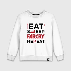 Свитшот хлопковый детский Надпись: eat sleep Far Cry repeat, цвет: белый