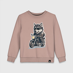 Свитшот хлопковый детский Волчья сила на двух колесах, цвет: пыльно-розовый