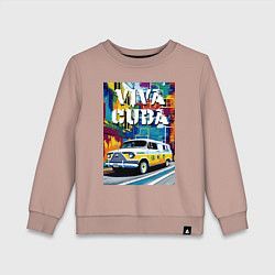 Свитшот хлопковый детский Viva Cuba - car - retro, цвет: пыльно-розовый