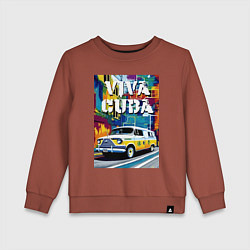 Свитшот хлопковый детский Viva Cuba - car - retro, цвет: кирпичный